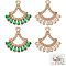12Pcs 2 Colors Brass Micro Pave Clear & Green Cubic Zirconia Pendants, Long-Lasting Plated, Cadmium Free & Lead Free, Fan, Light Gold, 17.5x18x2.5mm, Hole: 1.2mm, 6pcs/color