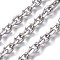 Tarnish Resistant 304 Stainless Steel Cable Chains, Diamond Cut Chains, Unwelded, Stainless Steel Color, 9x6.5x2mm