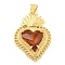 Rack Plating Brass Pendants, with Glass, Long-Lasting Plated, Cadmium Free & Lead Free, Strawberry Charms, Chocolate, 30x21x6.5mm, Hole: 4x3.5mm