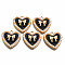 Alloy Enamel Pendants, Light Gold, with ABS Plastic Imitation Pearl, Cadmium Free & Nickel Free & Lead Free, Heart with Bowknot, Black, 21.5x21.5x4.5mm, Hole: 1.8mm