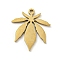 201 Stainless Steel Pendant, Laser Cut, Golden, Leaf, 17x15x1mm, Hole: 1.2mm, 5pcs/bag