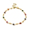 304 Stainless Steel Anklet, Enamel Colorful Heart for Women, Golden, 9-1/8 inch(23cm)
