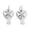 Brass with Clear Cubic Zirconia Charms, Cadmium Free & Nickel Free & Lead Free, with Jump Ring, Heart with Teardrop Charms, Platinum, 14x10x4mm, Hole: 3mm