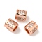 Column Rack Plating Brass Micro Pave Clear Cubic Zirconia European Beads, Large Hole Beads, Cadmium Free & Lead Free, Long-Lasting Plated, Rose Gold, 8x7.5mm, Hole: 4.5mm