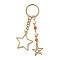 Alloy Pendant Keychian, with Iron Ring, Star, Golden, 9.5cm