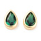 Brass Cubic Zirconia Beads, Cadmium Free & Nickel Free & Lead Free, Teardrop, Real 18K Gold Plated, Green, 11x8x4mm, Hole: 2.5x1.2mm