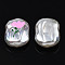 ABS Plastic Imitation Pearl Beads, with Enamel, Oval with Flower, Pearl Pink, 21x15x7~8mm, Hole: 1.2mm