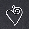 Non-Tarnish 304 Stainless Steel Pendants, Laser Cut Pendants, Heart, Stainless Steel Color, 17x13.5x1mm, Hole: 1.5mm
