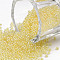 12/0 Grade A Round Glass Seed Beads, Ceylon, Champagne Yellow, 2x1.5mm, Hole: 0.7mm, about 48500pcs/pound