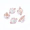 Brass Micro Pave Cubic Zirconia Links, Square, Clear, Real Rose Gold Plated, 10x7x4mm, Hole: 0.8mm
