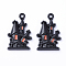 Black Alloy Enamel Pendant, Pumpkin Hat Castle/Haunted House For Halloween, Black, 23x15x3mm, Hole: 1mm