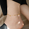 Star 304 Stainless Steel Link Chain Anklets for Women, Golden, 8-1/4 inch(210mm)