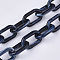 Handmade Acrylic Cable Chains, Imitation Gemstone Style, Two Tone Color, Oval, Midnight Blue, 27.5x16.5x4.5mm, about 39.37 inch(1m)/strand