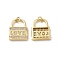 Brass Micro Pave Clear Cubic Zirconia Pendants, Cadmium Free & Nickel Free & Lead Free, with Jump Ring, Lock with Word Love, Real 18K Gold Plated, 20x16x3.5mm, Hole: 3.2mm