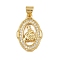 Brass Micro Pave Cubic Zirconia Pendants, Cadmium Free & Lead Free, Religion, Oval, Real 18K Gold Plated, 21.5x14x2.5mm, Hole: 4.5x3.5mm