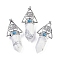 Natural Howlite Faceted Pointed Bullet Big Pendants, Rack Plating Brass Tree of Life Triangle Charms, Platinum, Lead Free & Cadmium Free, 56~57x26.5~27x16.5~17mm, Hole: 6x4mm