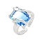 304 Stainless Steel Cubic Zirconia Open Cuff Ring, Solitaire Ring for Women, Stainless Steel Color, Rectangle, 12.5x15.5mm