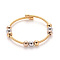 304 Stainless Steel Torque Bangles, Cuff Bangles, with Round Beads, Mixed Color, 2-1/8 inch(5.3cm)