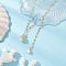 Shell Pearl Octopus Teardrop Pendant Brass & 304 Stainless Steel Chain Necklaces for Women, White, Golden, 16.73 inch(42.5cm)