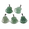 Natural Green Aventurine Pendants, Shell Shaped Charms with Platinum Plated Metal Snap on Bails, 24.5x20.5~21x5.5~6mm, Hole: 2x5.5mm