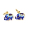Brass Enamel Charms, Cadmium Free & Nickel Free & Lead Free, with Jump Ring, Elephant Charm, Blue, 11x11x5mm, Hole: 4mm