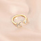 Fashionable Brass Cubic Zirconia Cuff Rings, Letter, Open Rings, Golden, Letter K, Inner Diameter: 16~19mm