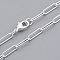 Brass Round Oval Paperclip Chain Necklace Making, with Lobster Claw Clasps, Silver, 24.4 inch(62cm), Link: 12x3.5x0.8mm