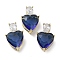 Real 18K Gold Plated Rack Plating Brass Micro Pave Cubic Zirconia Pendants, with Glass, Long-Lasting Plated, Cadmium Free & Lead Free, Heart, Dark Blue, 20x13x9mm, Hole: 1.8x5mm