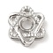 Brass Crystal Rhinestone Pendant Cabochon Settings, Open Back Settings, Flower, Silver, Tray: 5mm, 15.5x14x6mm, Hole: 1.5x2.5mm