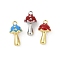 Brass Enamel Pendants, Long-Lasting Plated, Cadmium Free & Lead Free, Rack Plating, Mushroom Charm, Real 18K Gold Plated & Platinum, Mixed Color, 17x9.5x9mm, Hole: 1.6mm