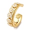 Rack Plating Flower Brass Enamel Open Cuff Rings for Women, Lead Free & Cadmium Free, Long-Lasting Plated, Real 18K Gold Plated, White, 6.5mm