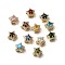 Brass Micro Pave Cubic Zirconia Beads, Star, with Crystal Zirconium, Real 18K Gold Plated, Mixed Color, 10x10x7.5mm, Hole: 2x2mm