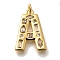 Brass Micro Pave Clear Cubic Zirconia Pendants, with Jump Ring, Lead Free and Cadmium Free, Long-Lasting Plated, Rack Plating, Letter Charms, Real 18K Gold Plated, Letter A, 20.5x15x2.7mm, jump ring: 5x1mm, 3mm inner diameter.