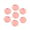 Painted Wood Charms, Flat Round, Light Salmon, 15x4mm, Hole: 1.8mm