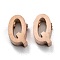 Ion Plating(IP) 304 Stainless Steel Charms, Alphabet, Rose Gold, Letter.Q, 9x6x3mm, Hole: 1.8mm