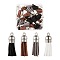 60Pcs 4 Colors Faux Suede Tassel Pendant Decorations, with Platinum CCB Plastic Cord Ends, White, Black, 33~35x10mm, Hole: 2.5~3mm, 15pcs/color