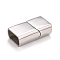 Tarnish Resistant 304 Stainless Steel Magnetic Clasps, Rectangle, Matte Style, Stainless Steel Color, 25x14x8mm, Hole: 6x12mm