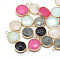 Natural & Synthetic Mixed Stone Pendants, with Brass Findings, Faceted, Flat Round, Golden, Mixed Color, 19~21x15~16x6~7mm, Hole: 2mm