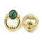 Ion Plating(IP) Real 18K Gold Plated 304 Stainless Steel Oval Stud Earrings, with Synthetic Malachite, 26x20mm