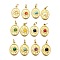 Gemstone Pendants, Oval with Sun Charms, with Ion Plating(IP) 304 Stainless Steel Settings and Jump Rings, Real 14K Gold Plated, Mixed Dyed and Undyed, 22x15x4.5mm, Hole: 2.5x5mm