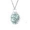 Natural Green Aventurine Lantern Pendants, Oval Charms, with Platinum Plated Alloy Cage Findings, 30x25mm