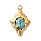 Synthetic Turquoise Pendants, 304 Stainless Steel Rhombus Charms, Real 18K Gold Plated, 21x14x4.5mm, Hole: 2mm
