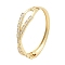 Rack Plating Brass Micro Pave Clear Cubic Zirconia Hinged Bangles for Women, Long-Lasting Plated, Lead Free & Cadmium Free, Real 18K Gold Plated, Cross, Clear, Inner Diameter: 2x2-3/8 inch(5.15x6.1cm)