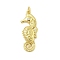 Rack Plating Brass Micro Pave Cubic Zirconia Pendants, Long-Lasting Plated, Lead Free & Cadmium Free, Sea Horse, Real 18K Gold Plated, 30x11.5x4.5mm, Hole: 3mm