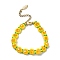Sunflower Woven Glass Beaded Bracelets, with 304 Stainless Steel Chain Extenders, Yellow, 6-5/8 inch(16.7cm)