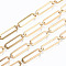 Brass Paperclip Chains, Drawn Elongated Cable Chains, Soldered, Cadmium Free & Nickel Free & Lead Free, with Spool, Real 16K Gold Plated, Link: 14x4x0.4mm, Link: 3.5x2.7x0.3mm, about 32.8 Feet(10m)/roll