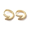 Clear Cubic Zirconia Lightning Bolt Hoop Earrings, Brass Jewelry for Women, Real 18K Gold Plated, 13x14.5x5.5mm, Pin: 0.9mm