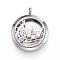 304 Stainless Steel Diffuser Locket Pendants, with Perfume Pad and Magnetic Clasps, Flat Round with Music Note, Mixed Color, 36.5~37x30x6.5~7mm, Hole: 5mm