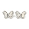Brass Pave Clear Cubic Zirconia Butterfly Connector Charms with Sea Shell, Cadmium Free & Nickel Free & Lead Free, Platinum, 8.5x12x4mm, Hole: 1.4mm