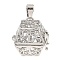 Rack Plating Brass Bead Cage Pendants, For Chime Ball Pendant Necklaces Making, Long-Lasting Plated, Trapezoid, Platinum, Tray: 15.2x14.5mm, 22.5x21.5x17.5mm, Hole: 7.5x4.2mm
